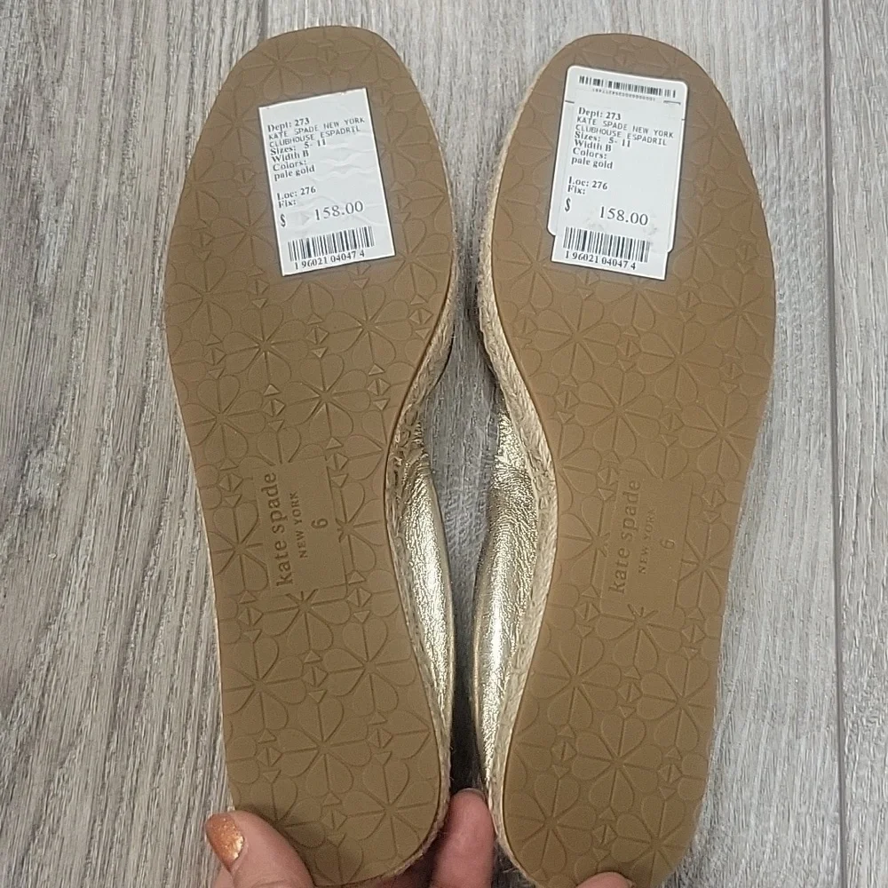 Kate Spade New York Size 6 Pale Gold Clubhouse Espadrille NWT